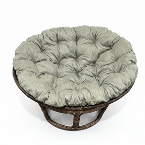 Fauteuil Papasan Mandola en rotin Ksvw avec coussin en tissu gris foncé, fauteuil lounge de salon, mobilier d'extérieur balinais artisanal de qualité supérieure - Product Image 1