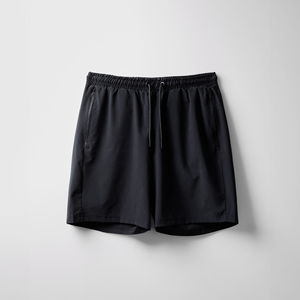 Men's Solid Black Casual Shorts Mid Waist Elastic Closure Knitted Fabric Short Length Men shorts - Product Image 5