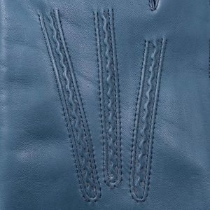 Gants élégants en cuir véritable bleu, écologiques, respirants, unis, doublés intérieurement, pour homme et femme, doux, pour l'hiver et l'extérieur - Product Image 6
