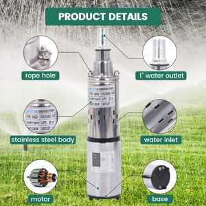12V DC 6.6 GPM 98 ft pompa ad acqua solare sommergibile per pozzo profondo pompa con 250W ad alta efficienza - Product Image 2