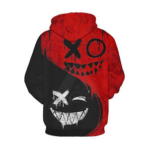 Sweat à capuche asymétrique imprimé pour femme Vithas Industry, motif tête de mort, manches longues, tricoté, respirant, 100 % polyester, printemps - Product Image 5