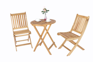 Conjunto de Bistro de Madera con Construcción de Madera Sólida, Acabado Resistente a la Intemperie y Diseño Compacto, Ideal para Cafeterías al Aire Libre - Product Image 5