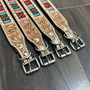 2025 Premium Quality Durable Hand Tooled Leather Beaded Luxury Adjustable <b>Padded</b> Heavy Duty Dog Collar Manufacturer Pet Collar - Product Image 6