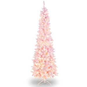 Albero di Natale a forma di matita preilluminato da 2,1 m con effetto neve, 300 luci e 8 modalità - Product Image 1