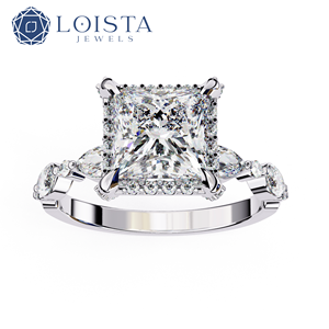 Bague en diamant de laboratoire taille princesse en or pour femme, alliance de mariage en or avec diamant de laboratoire - Product Image 1