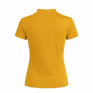 เสื้อยืดคอกลมแขนสั้นทรงเข้ารูปสำหรับผู้หญิง สีเหลืองมัสตาร์ด ผ้าคอตตอนผสมอีลาสเทน น้ำหนักเบา สวมใส่ได้ทุกวัน - Product Image 2