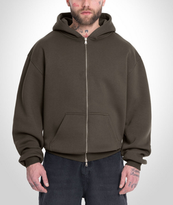 Sudadera con Capucha Oversize Casual de Algodón Premium 100% de 380 GSM con Cremallera Completa, Diseño Liso, Antiarrugas, Ecológica, Venta al por Mayor OEM para Invierno - Product Image 2