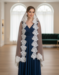 Women's Lightweight Breathable Merino <b>Wool</b> Silk Blend Long Winter Fashion Shawl 4-Side Rose Lace Work-Designer Collection - Product Image 2