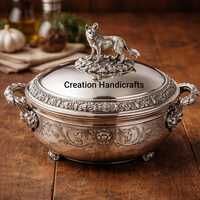 Plat à gratin en acier inoxydable avec couvercle décoratif 33 cm de diamètre, design moderne, écologique et durable, cadeau de mariage