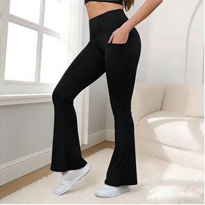 Women's Spring Summer <b>Flare</b> Pants High Waisted Yoga <b>Leggings</b> Tummy Control Workout Stretchy Casual Sports Wide Leg Seamless - Product Image 5