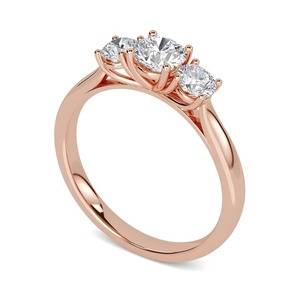 แหวนมอสซาไนต์สามเม็ดทรงกลมแบบคลาสสิก ตัดแบบบริลเลียนท์ ทองคำขาว 14K ตัวเรือนแบบหนามเตย สำหรับผู้หญิง ใช้เป็นเครื่องประดับหมั้น - Product Image 6