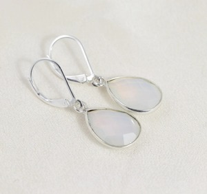 Opalite Pear-Shape <b>Drop</b> Earrings Gold-Plated Natural Stone October Birthstone Jewelry with Lever-<b>Back</b> Design for Women - Product Image 3
