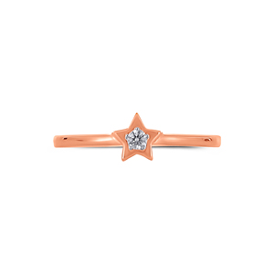 Bague élégante en or rose, design minimaliste étoile filante avec accent diamant, diamant rond étincelant de 0,35 ct - Product Image 2