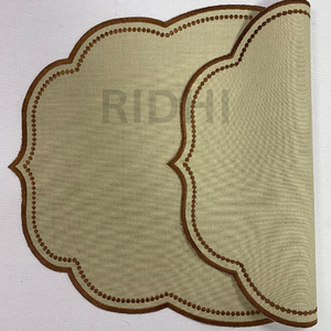 Ridhi Eco-Friendly <b>100</b>% <b>Linen</b> Embroidered Table Placemats Reusable <b>Fabric</b> Mats Wholesale for Weddings Restaurants Hotels Dining - Product Image 3