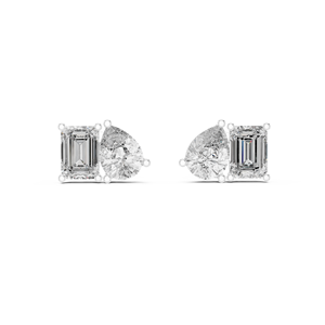 Luxury Silver <b>Emerald</b> Cut Lab Grown Diamond <b>Stud</b> <b>Earrings</b> IGI Certified Vintage Engagement Wedding Anniversary Gift Fine Jewelry - Product Image 1