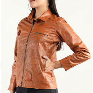 Veste en cuir à col rabattu grande taille pour usage extérieur, nouvelle conception, veste en cuir pour femmes - Product Image 2