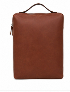 Brown <b>Convertible</b> <b>Backpack</b> leather Soft Handle Zipper Closure Minimalist Design Unisex Travel Bag 20-35L Capacity - Product Image 1