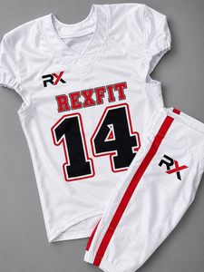 Conjunto de Uniforme de Fútbol Americano Rexfit Unisex, Camiseta y Pantalones Sublimados, Transpirables, de Malla, Cuello en V, Sin Mangas, Absorbentes de Humedad, Elásticos - Product Image 1