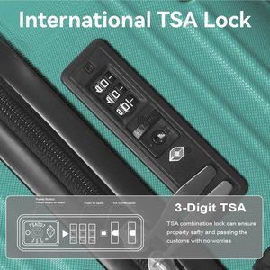 Set di Valigie Rigide in ABS Leggero a 3 Pezzi Verde Fresco con Ruote Girevoli, Lucchetto TSA e Manico Telescopico Regolabile - Misure 20'' 24'' - Product Image 4