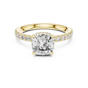 Bague de fiançailles unisexe en or massif 18 carats avec diamant de laboratoire taille coussin de 1,5 carat et halo caché, idéale pour un mariage de luxe - Product Image 1