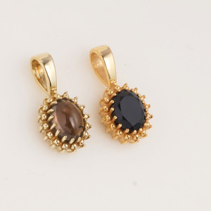 Natural Smoky Quartz Sunburst Pendant Gold Tone Halo <b>Necklace</b> Brown Gemstone Jewelry Handmade Gift for Her Women Elegant Boho UK - Product Image 6