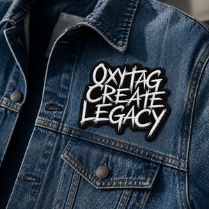 Patch brodé Oxytag Create Legacy, forme irrégulière, noir et blanc, en feutre, personnalisable, prix de gros, broderie OEM - Product Image 5