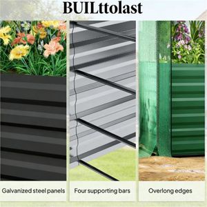 Fioriera Rialzata Grigio Scuro per Giardino con Rete - Product Image 3