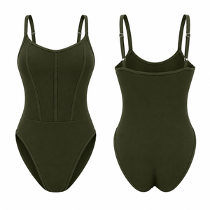 Maillot de bain une pièce pour femme, coupe haute, uni, bretelles réglables, tissu extensible premium, séchage rapide, fournisseur de vêtements de plage - Product Image 1