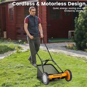 Orange 14-Inch <b>Push</b> Lawn <b>Mower</b> with Grass Catcher Bag - Product Image 3