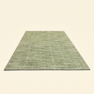 Tapis en laine tufté à la main vert sauge, motif abstrait linéaire moderne, antidérapant, écologique, à poils épais, pour salon - Product Image 2