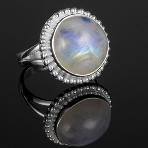 แหวนมูนสโตนธรรมชาติ เครื่องประดับพลอย แหวนเงินแท้ 925 สำหรับเป็นของขวัญสำหรับเธอ - Product Image 2