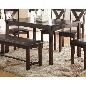 Set di Mobili per Sala da Pranzo Moderno e Casual in 6 Pezzi, Finitura Espresso, Include Tavolo da Pranzo, 4 Sedie Laterali, Panca in Legno di Gomma e Betulla Impiallacciata - Product Image 3