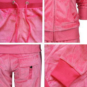 Survêtement en polaire rose pour femme, long, à capuche, avec fermeture éclair, poches latérales, vêtements d'hiver décontractés, coupe régulière - Product Image 6
