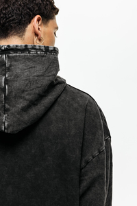 Sweat à capuche oversize en coton lavé pour homme, couleur unie, en molleton bouclette anti-boulochage, coupe classique, style streetwear automne - Product Image 4
