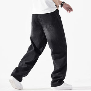 Pantalones Vaqueros Negros para Hombre, Corte Holgado, Estilo Baggy, Detalle Desgastado en las Rodillas, Algodón de Alta Calidad, Pantalones Casuales, Moda Urbana - Product Image 4