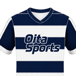 Camiseta de Rugby Azul Marino y Blanca de Manga Corta con Cuello Redondo y Rayas, Ropa Deportiva para Entrenamiento, Partido y Equipo - Product Image 3