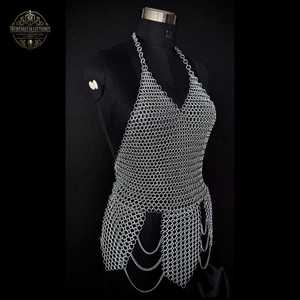 MEDIEVALCOLLECTIONSS Armure de chaîne en acier inoxydable plaqué argent, gaufrée, pour usage mode, artisanat métallique, costume, Calvin - Product Image 1