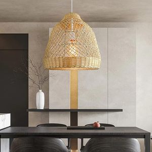 Abat-jour en bambou et rotin fait main de haute qualité, avec des styles européens, français et chinois, et un motif rond, décoration rustique moderne pour la maison - Product Image 4