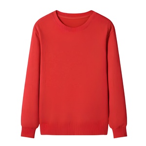 Suéter de Punto Rojo Unisex, Cuello Redondo, Corte Regular, Color Sólido, Estilo Casual - Product Image 1
