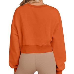Personnalisé décontracté entraînement Crop sweat-shirt confortable à manches longues hauts pullover lâche poids lourd goutte épaule avant respirant - Product Image 3