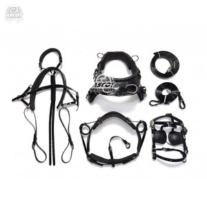 Wholesale <b>Leather</b> Miniature Team pair <b>harness</b> set with matt pvc Horse driving <b>Harness</b> with french collar black brown - Product Image 6