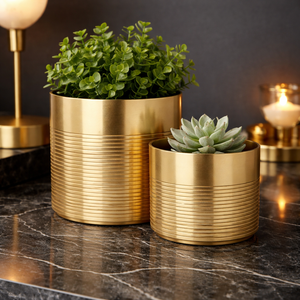 Gold Iron Powder Coated Durable Multi-Purpose Modern Classic Floor & Indoor Outdoor Planter Drainage - Product Image 3