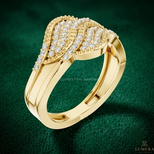 9K 10K 14K 18K Gold Lab Grown Diamond Wave Ring for Women | Luxury Moissanite <b>Infinity</b> Band | IGI Certified Fashion Jewelry - Product Image 3