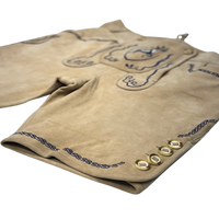 Ahdus Trachten Exports – Short décontracté pour homme en cuir véritable, taille haute, broderie bouclier de cerf, fermeture boutonnée, grandes tailles