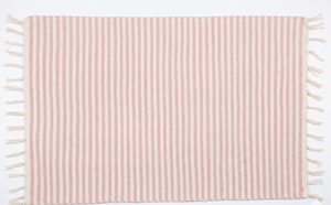 Tapis de salle de bain en coton rayé, rectangulaire, tissage plat, style bohème, antidérapant, lavable - Product Image 4
