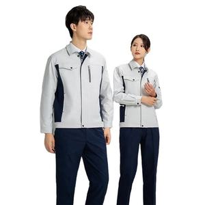 Workshop Logo Custom Breathable Anti-static <b>Reflective</b> Polyester Cotton Work Uniform Coverall Jacket Set with Zipper <b>Top</b> Pant - Product Image 1