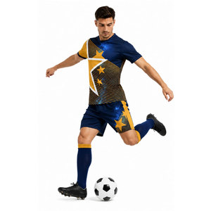Ensemble de rugby personnalisé sublimé pour homme : maillot à col en V à manches courtes et short, imprimé étoiles géométriques, vêtements de sport anti-humidité - Product Image 3