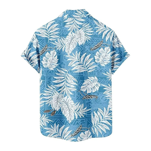 เสื้อฮาวายผู้ชาย ลายใบไม้เขตร้อน แขนสั้น ติดกระดุม ปกคอพับได้ เสื้อสำหรับวันหยุดพักผ่อนริมชายหาดฤดูร้อน - Product Image 2
