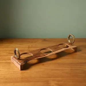 Handmade Wooden Wine Glass Holder Tray Rustic Wood Stemware Carrier for Wine Tasting Party Home Bar and <b>Kitchen</b> <b>Decor</b> - Product Image 5