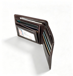 [In stock] [Retail Price] Castello Men's Bi-fold RFID Wallet Genuine Cowhide Vegetable <b>Tanned</b> Leather Black <b>Brown</b> - Product Image 5